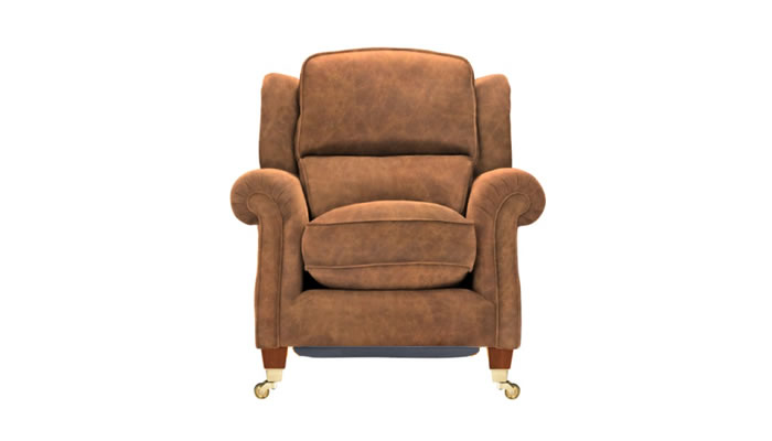 Parker Knoll Henley Armchair with Powered Footrest in Oxford Cedar Leather and Cherry Legs